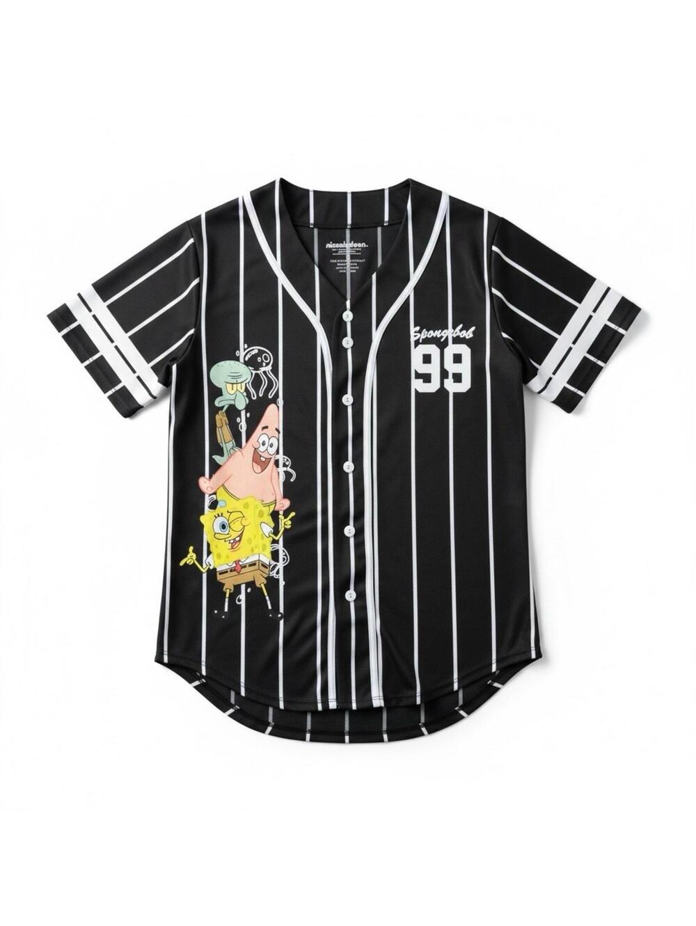 Nickelodeon SpongeBob SquarePants & Friends Baseball Jersey Shirt - Black with P